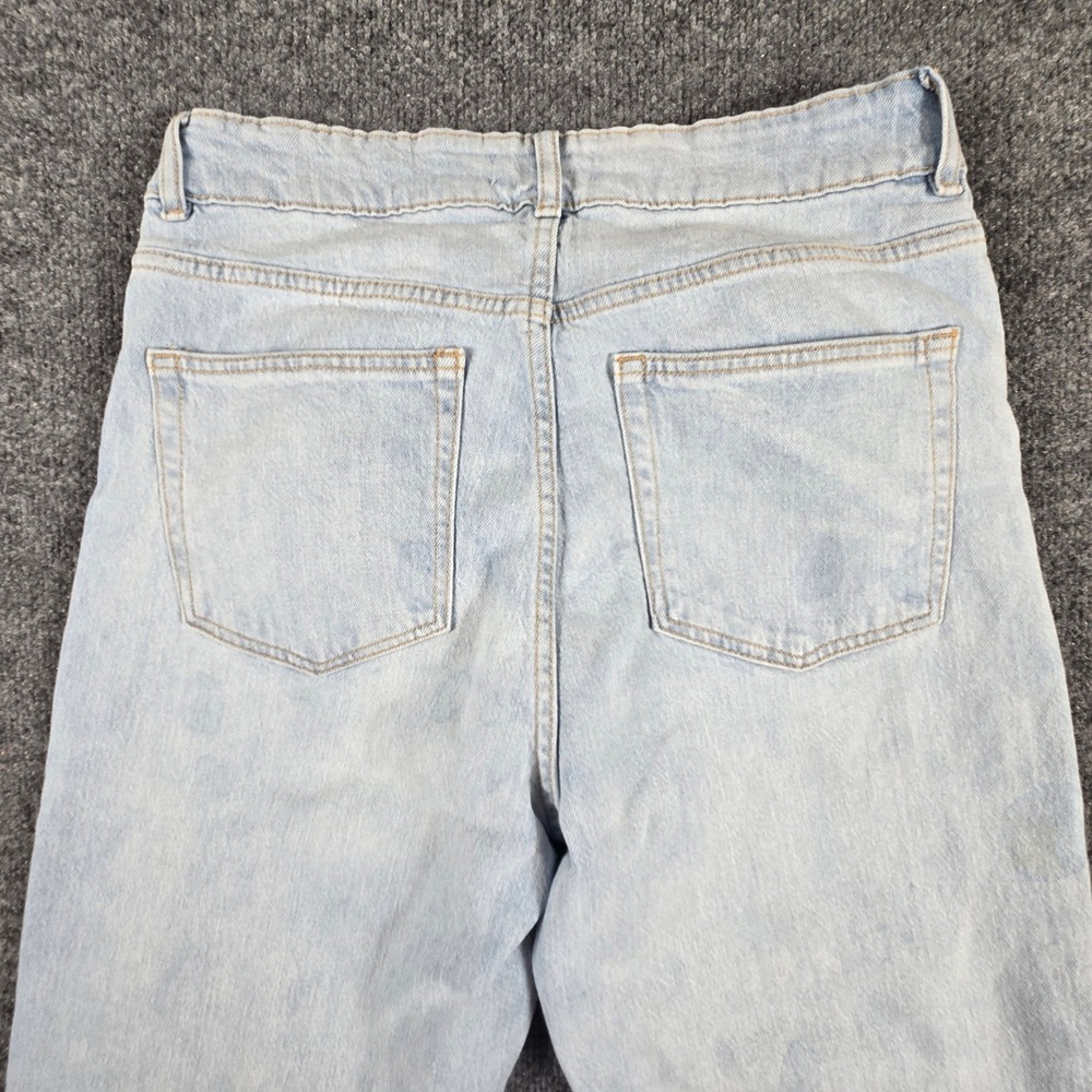 H&M Wide Leg Jeans Women Size 12 Light Blue High Waist Frayed Hem Y2K BOHO - Picture 7 of 13